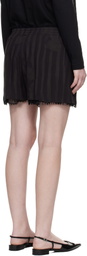 Collina Strada Black Wavy Flower Stripe Mini Odeon Boxer Shorts