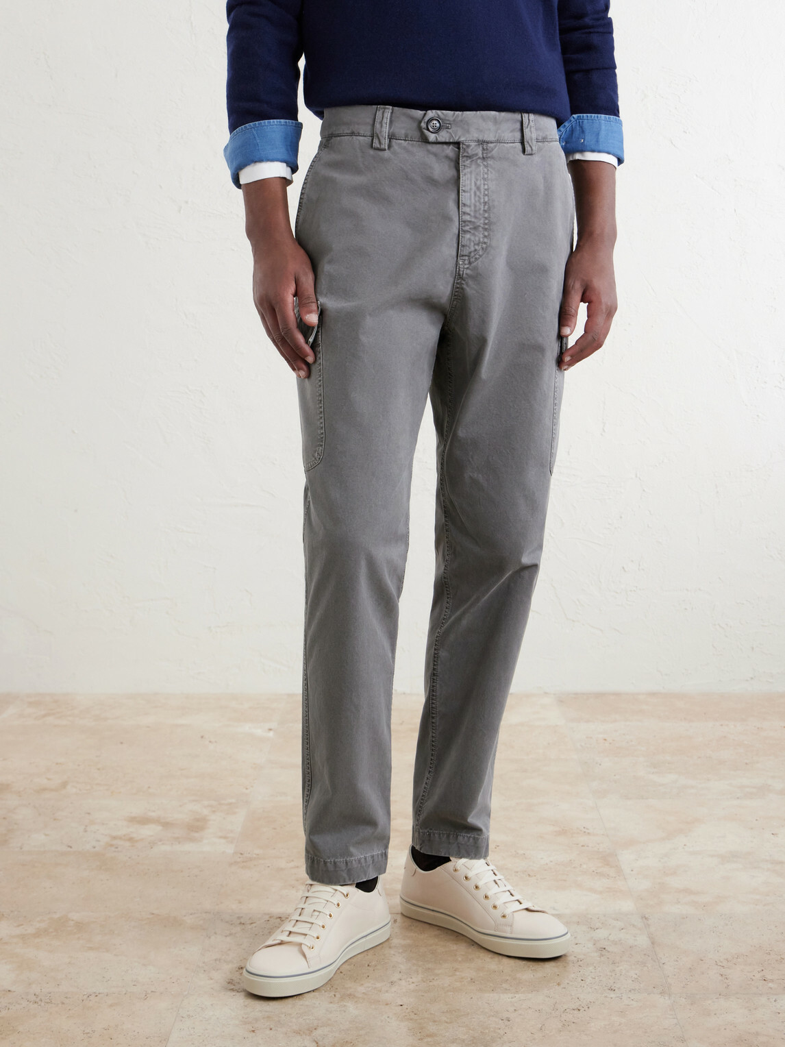 Brunello Cucinelli - Slim-Fit Tapered Cotton-Twill Cargo Trousers - Gray