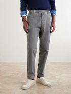 Brunello Cucinelli - Slim-Fit Tapered Cotton-Twill Cargo Trousers - Gray