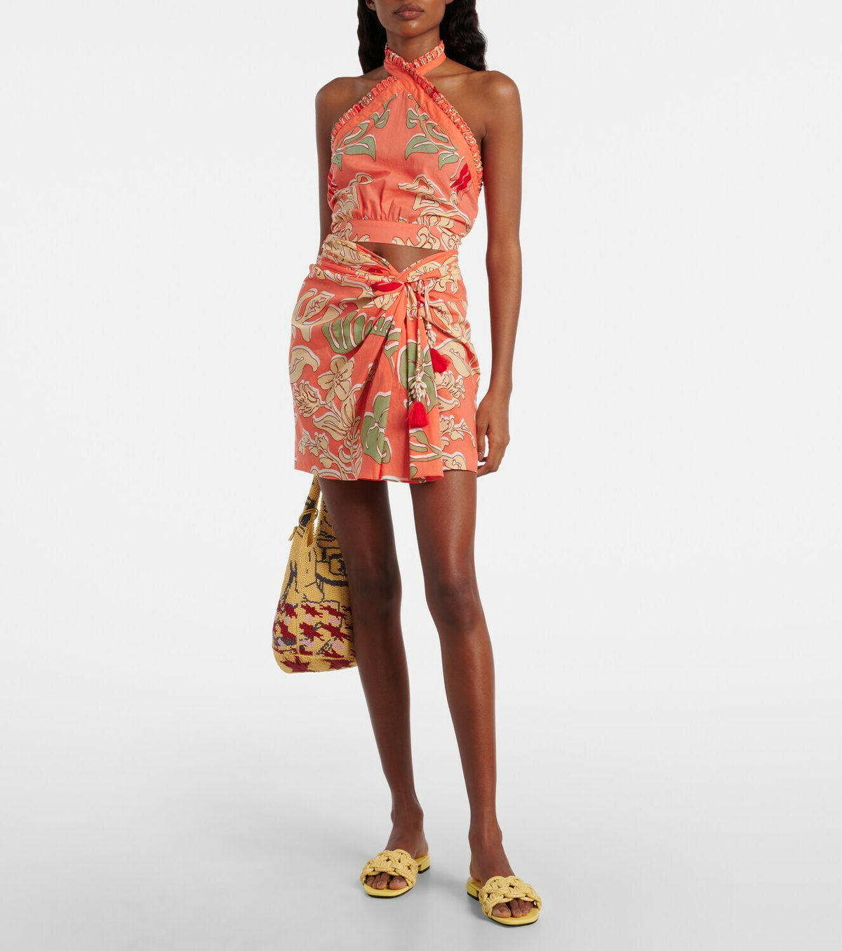 Poupette St Barth Tilda gathered printed cotton miniskirt