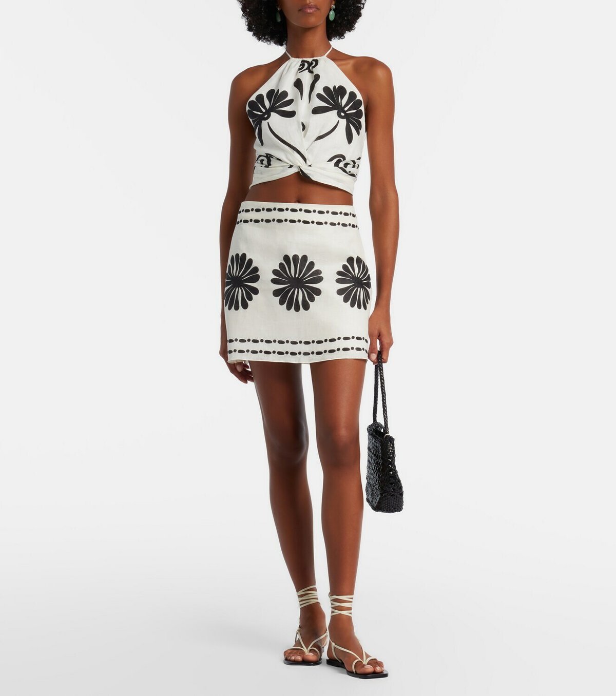Cala de la Cruz Eve floral linen miniskirt