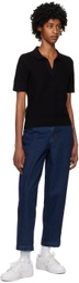 Sunspel Black Textured Polo