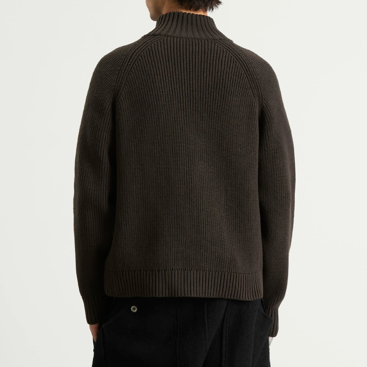 Le Père Men's Zipper Knit Cardigan in Charcoal