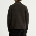 Le Père Men's Zipper Knit Cardigan in Charcoal