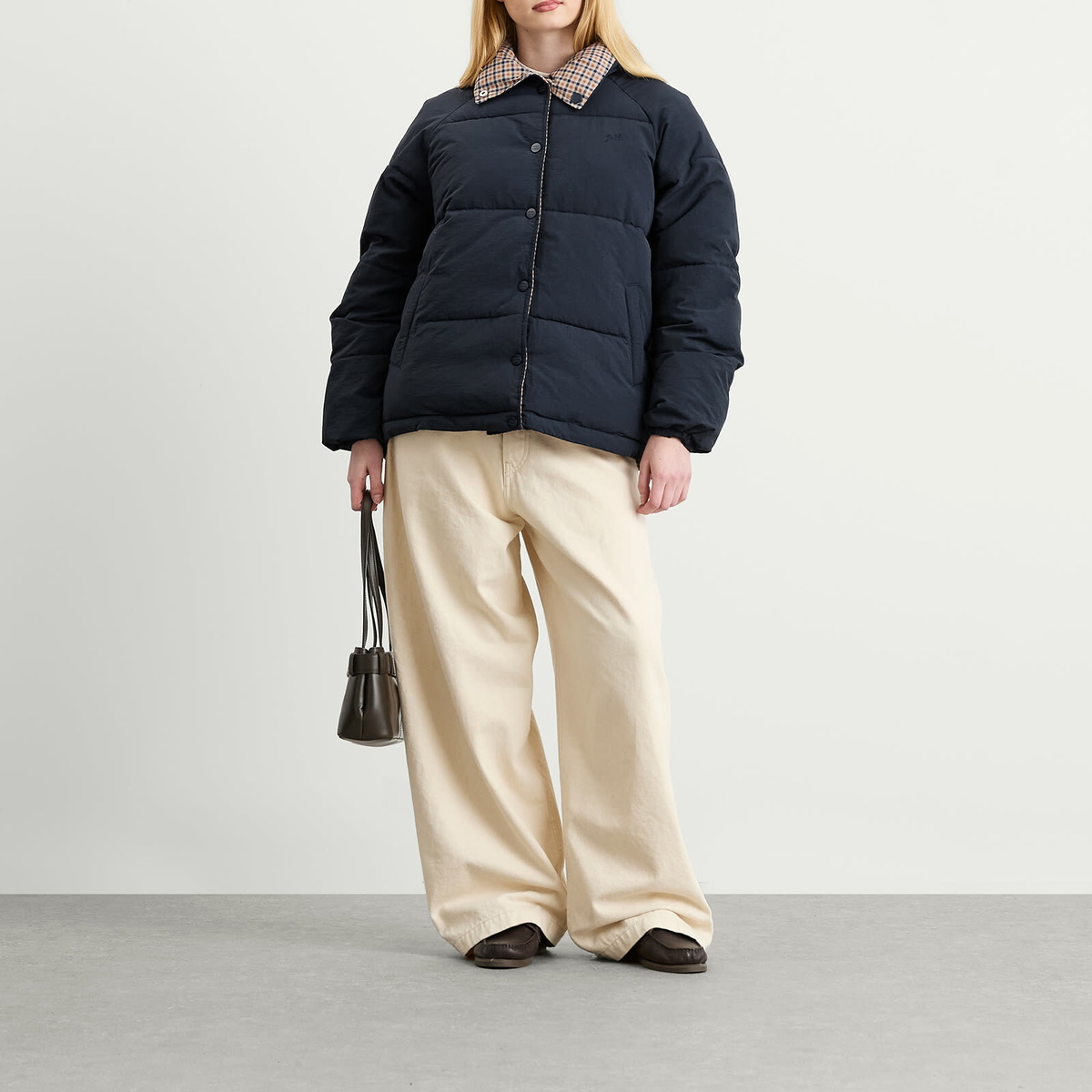 Damson Madder Women's Reversible Opal Puffer Jacket in Navy
