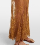 Jacques Wei Silk-trimmed lace maxi dress