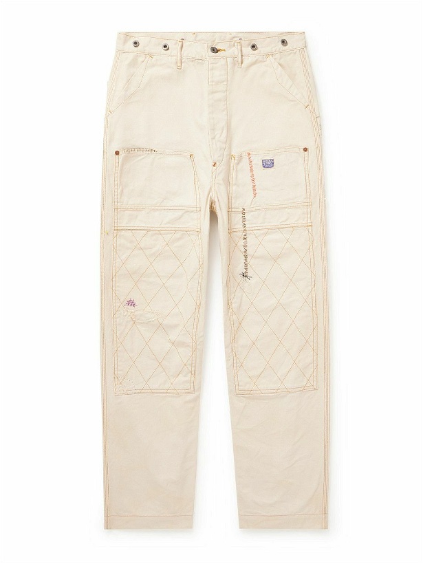 Photo: KAPITAL - Lumber Embroidered Straight-Leg Cotton-Canvas Cargo Trousers - Neutrals