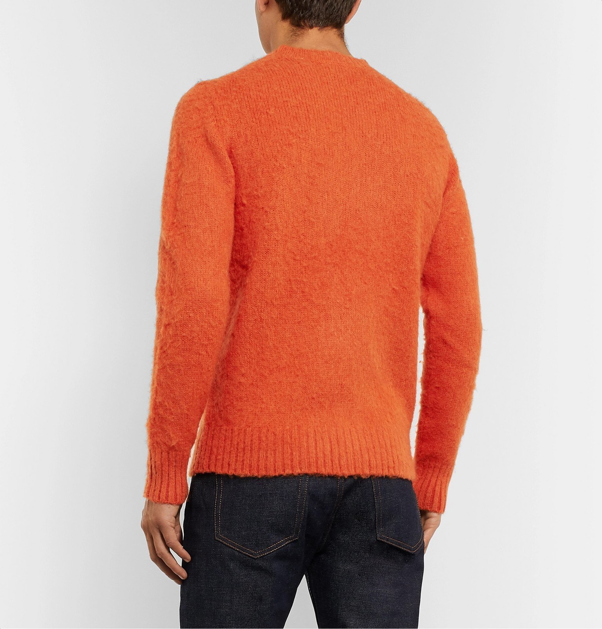 Shetland Striped Crew Neck Jumper - Orange/Green