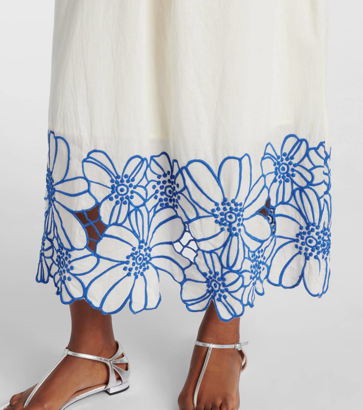 Velvet Juliette embroidered cotton midi dress