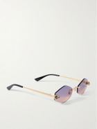 Cartier Eyewear - Panthère de Cartier Rimless Hexagon-Frame Gold-Tone Sunglasses
