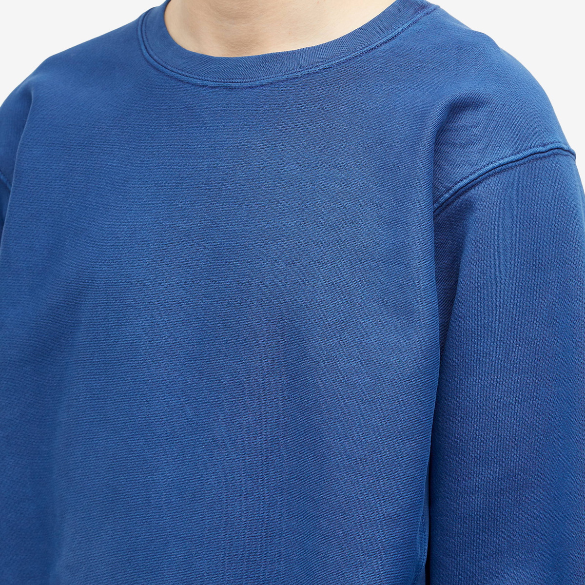 Les Tien Men's Heavyweight Crop Crew Sweat in Washed Blue 42