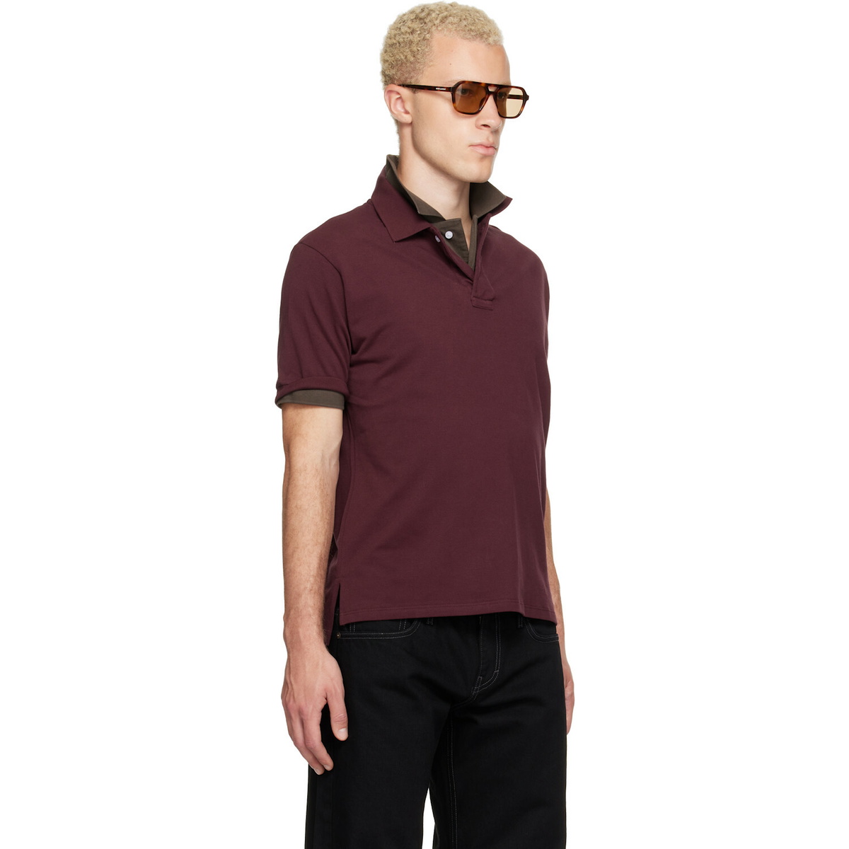 Raimundo Langlois Burgundy Layered Polo