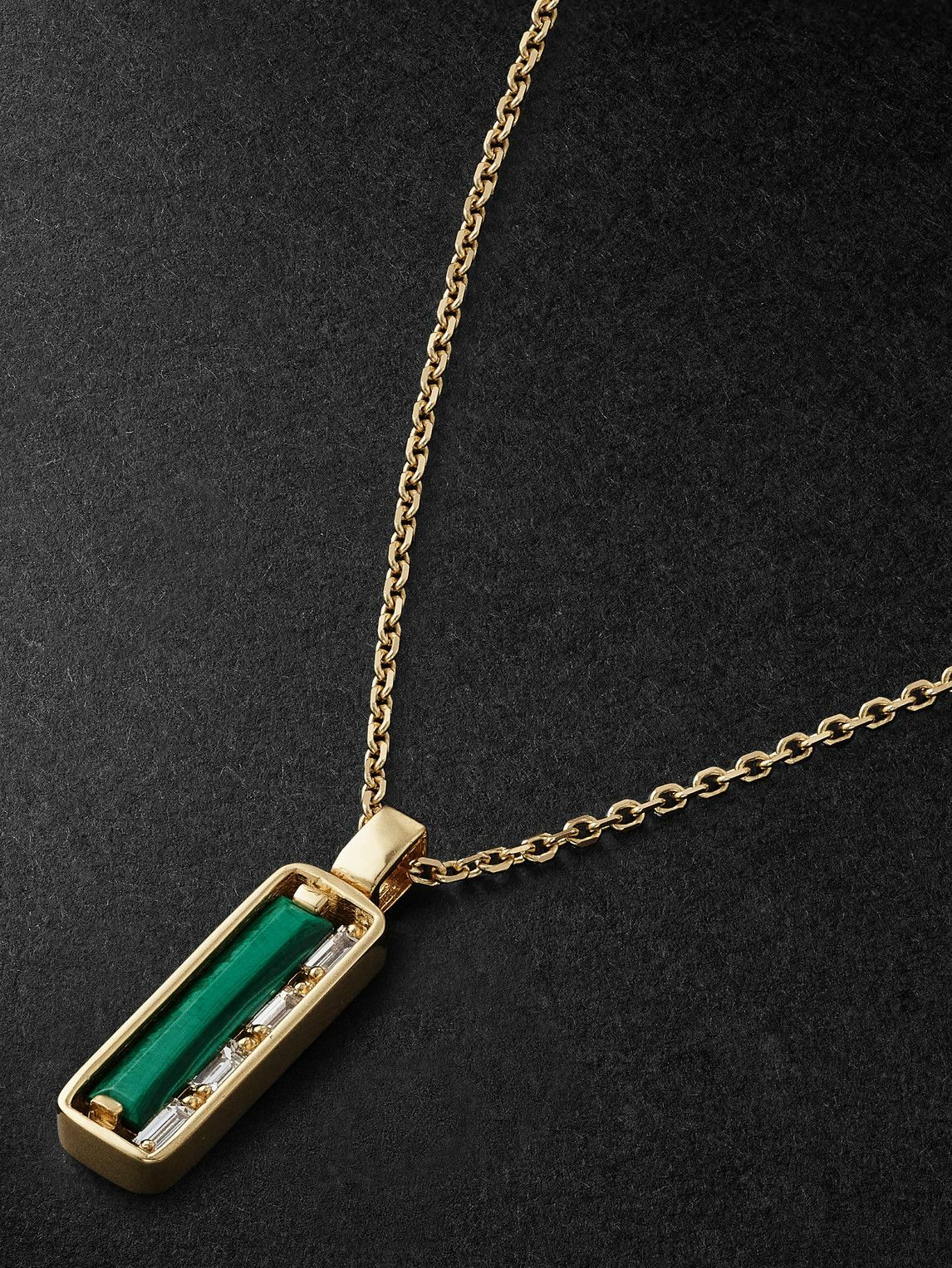 Suzanne Kalan - Gold, Malachite and Diamond Pendant Necklace