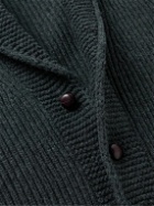 Drake's - Shawl-Collar Ribbed Wool Cardigan - Gray