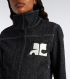 Courrèges Logo denim tweed jacket