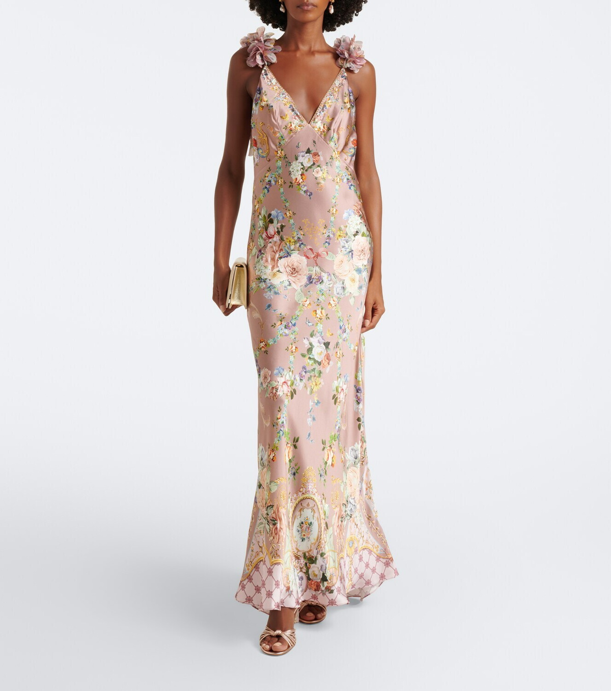 Camilla Floral silk satin slip dress