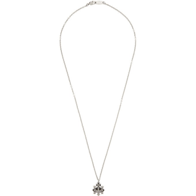 Vivienne Westwood Mini Bas Relief Platinum-plated Brass And Cubic Zirconia Pendant  Necklace in White | Lyst
