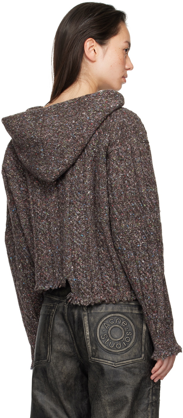 Ottolinger Brown Knit Open Collar Hoodie