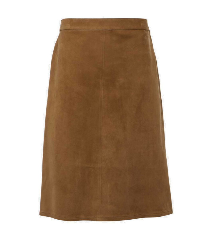 Photo: Ferragamo Leather midi skirt