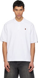 BAPE White One Point Relaxed Fit Polo