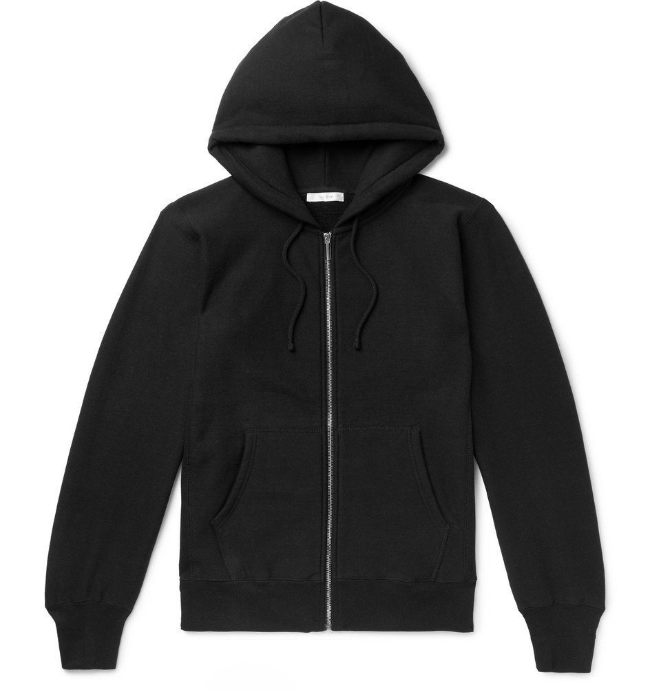 【in a row】More Shirring Zip-Up The Row - Loopback Cotton-Jersey Zip-Up Hoodie - Black The Row