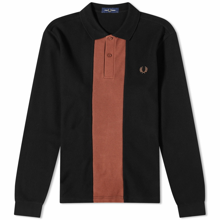 Photo: Fred Perry Men's Panelled Long Sleeve Polo Shirt in Black