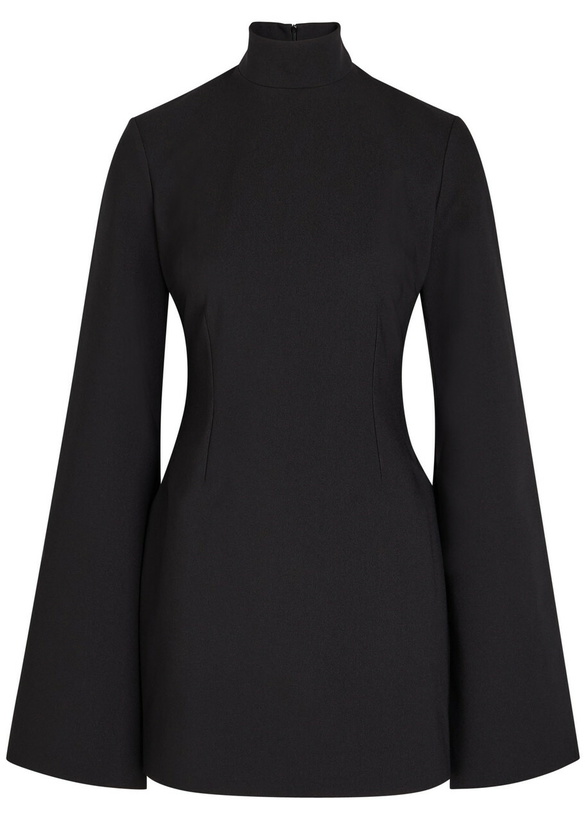 Photo: Solace London Laurel Bell-sleeve Crepe Mini Dress Black