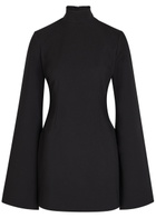 Solace London Laurel Bell-sleeve Crepe Mini Dress Black