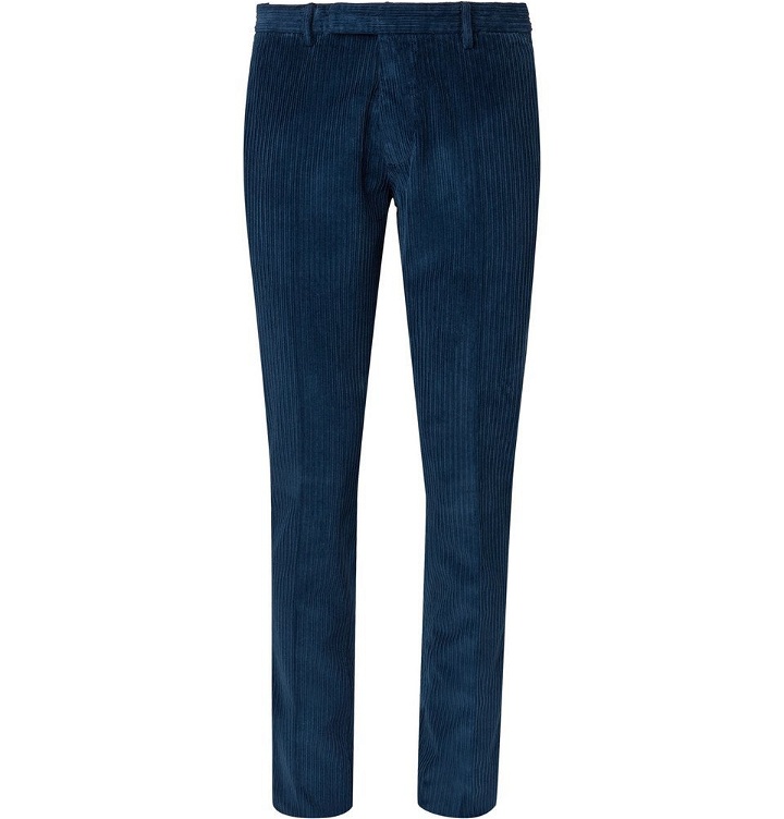 Photo: Boglioli - Navy Slim-Fit Cotton-Corduroy Suit Trousers - Men - Blue
