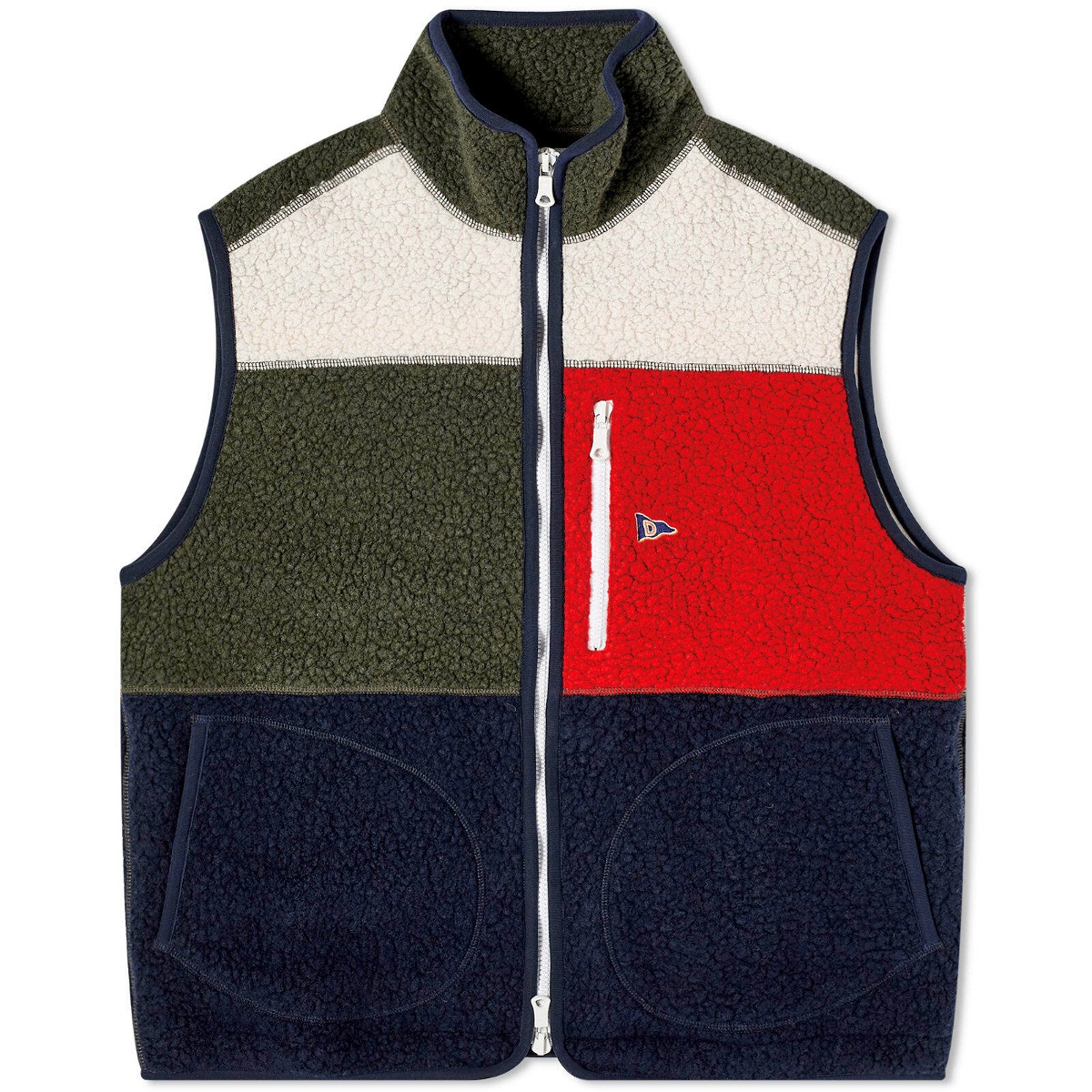 Photo: Drake's Men's Colour Block Fleece Vest in Multi