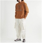 Story Mfg. - Bloom Embroidered Printed Organic Fleece-Back Cotton-Jersey Hoodie - Brown