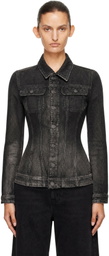 Diesel Black Fitted Dirty-Effect Denim Trucker Jacket