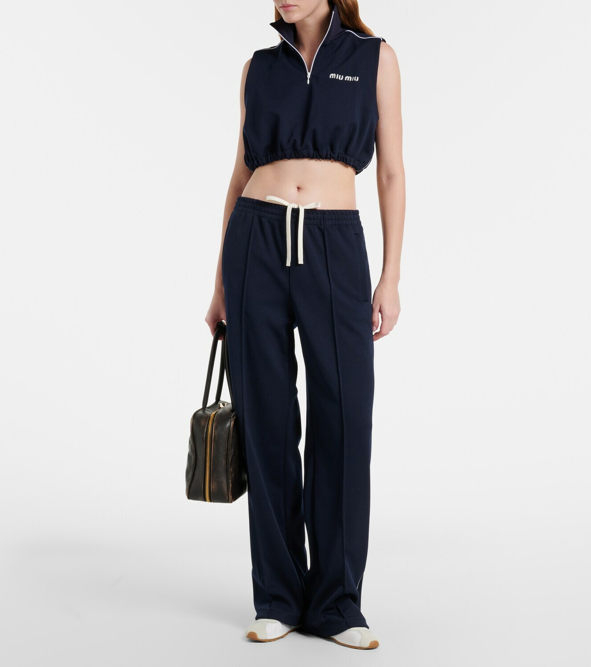 Miu Miu Plume suede-trimmed sneakers