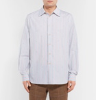 Gucci - Embroidered Striped Cotton Shirt - Blue