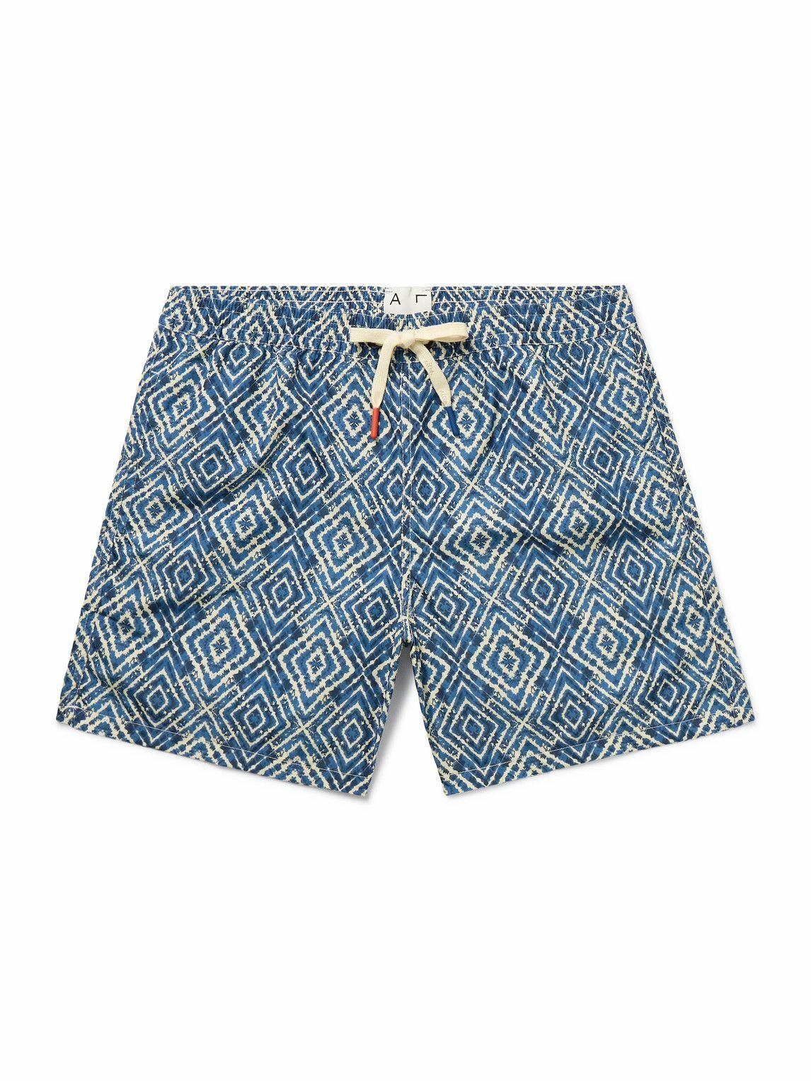 Altea - Slim-Fit Mid-Length Printed Swim Shorts - Blue