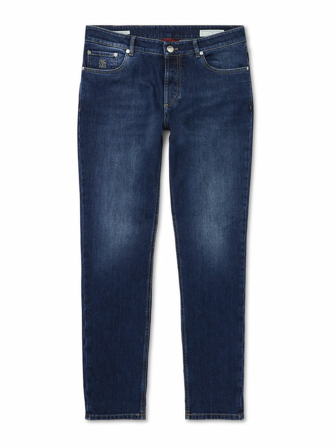 Brunello Cucinelli Blue Cotton Straight-Leg Jeans