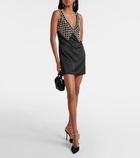 Self-Portrait Embellished satin minidress