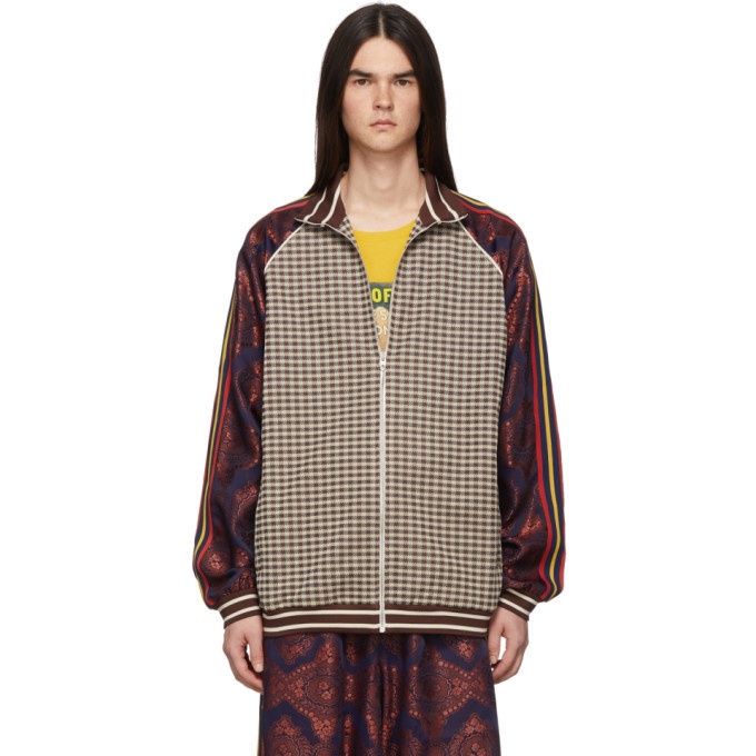 Photo: Gucci Brown Plaid Embroidered Track Jacket