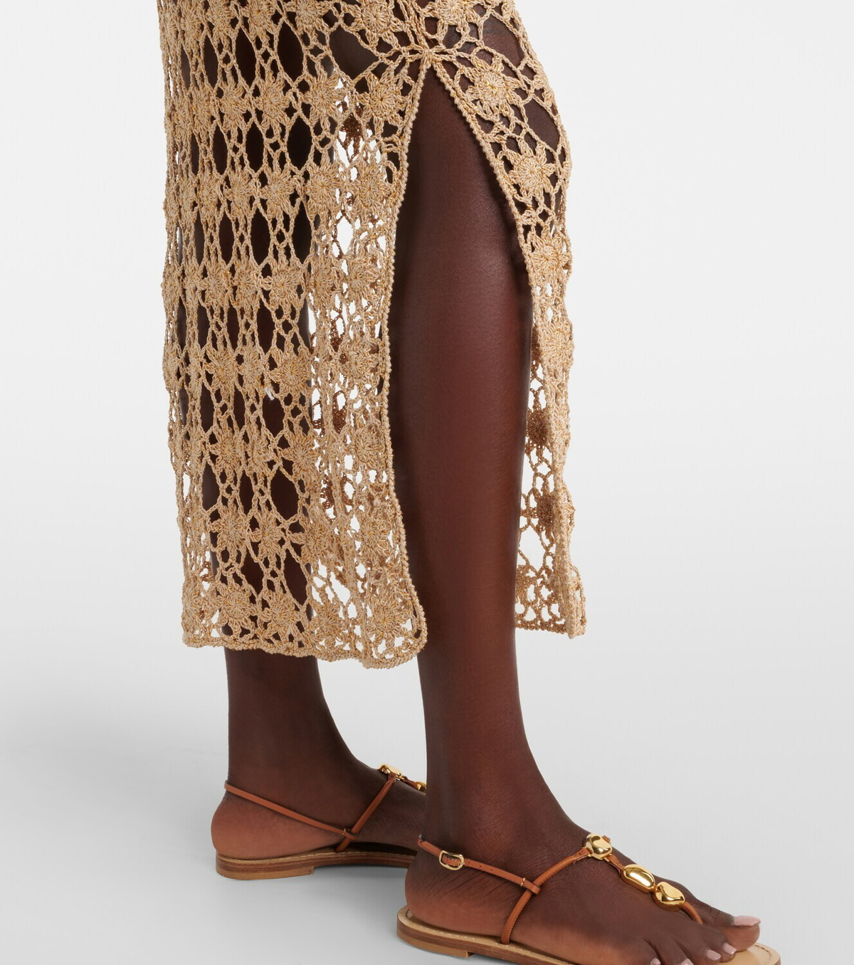 Anna Kosturova Bella Rosette crochet cotton midi skirt