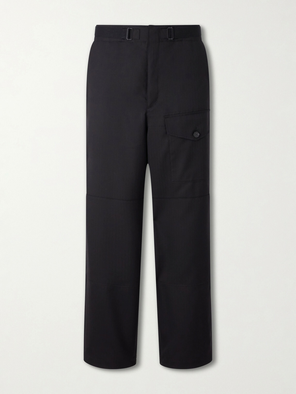 Auralee - Wide-Leg Wool Herringbone Cargo Trousers - Black