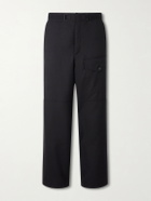 Auralee - Wide-Leg Wool Herringbone Cargo Trousers - Black