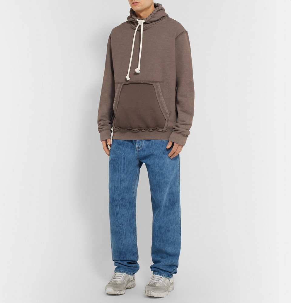 Maison Margiela - Distressed Loopback Cotton-Jersey Hoodie - Brown ...