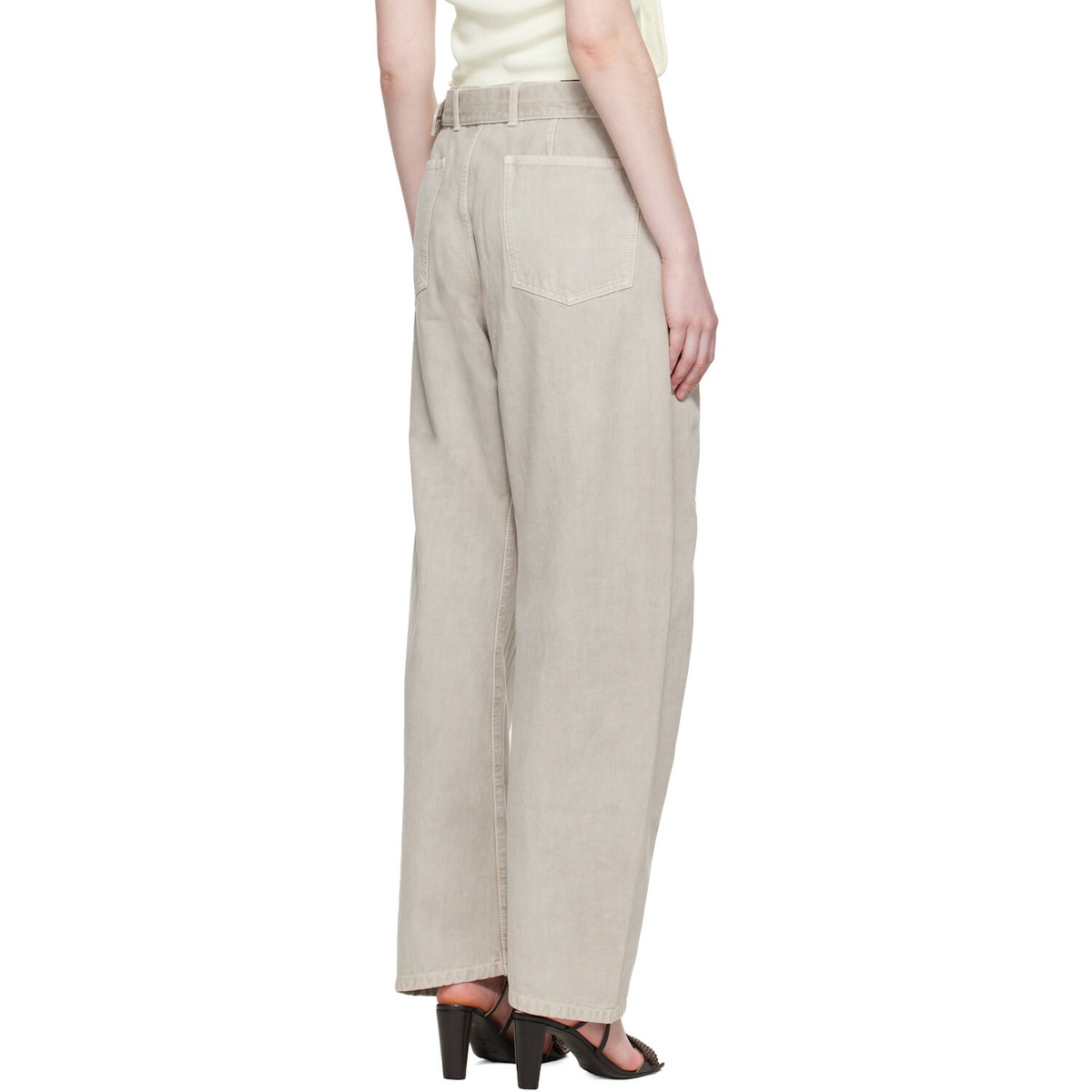 LEMAIRE Gray Twisted Belted Trousers