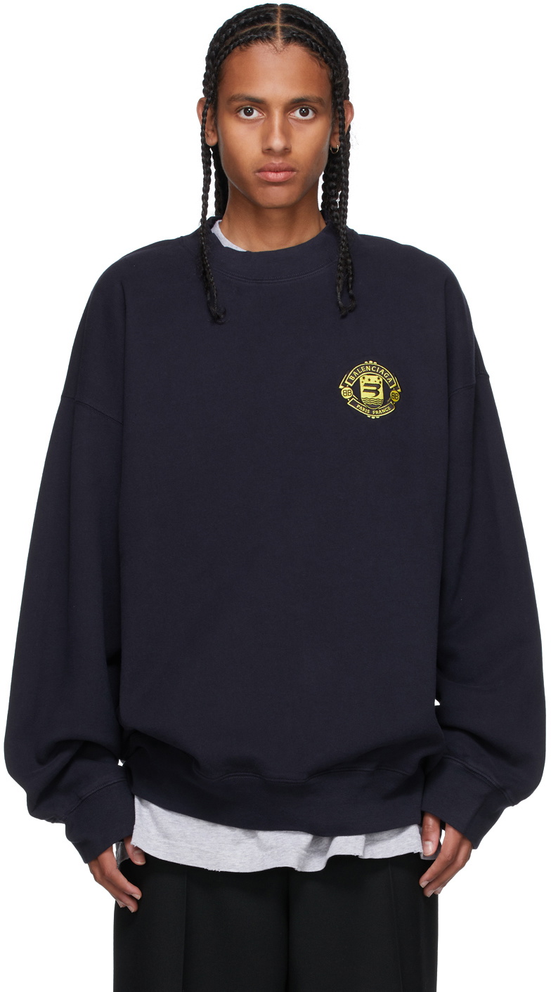 Navy Crest Logo Sweatshirt