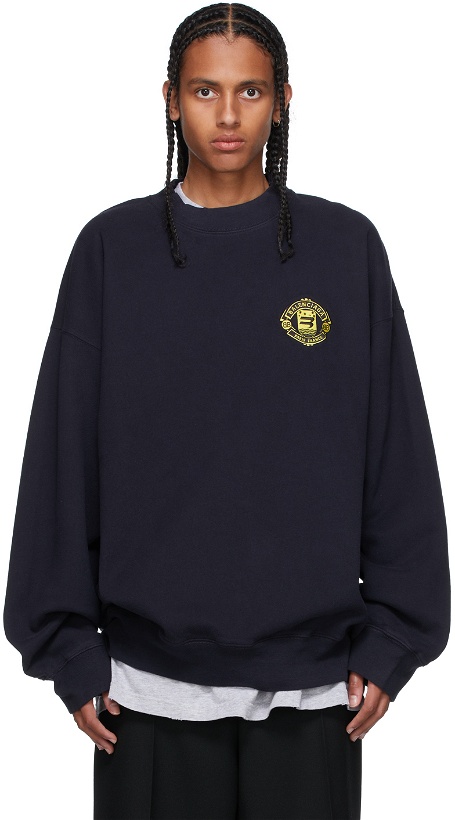 Photo: Balenciaga Navy Crest Logo Sweatshirt