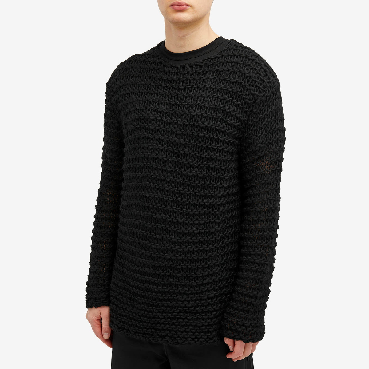 Comme des Garçons Men's Wool Garter Stitch Knit in Black