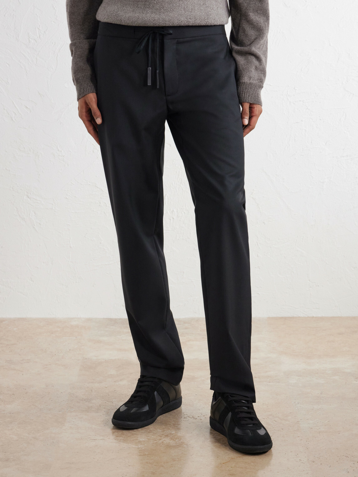 Maison Margiela - Straight-Leg Drawstring Virgin Wool Trousers - Black