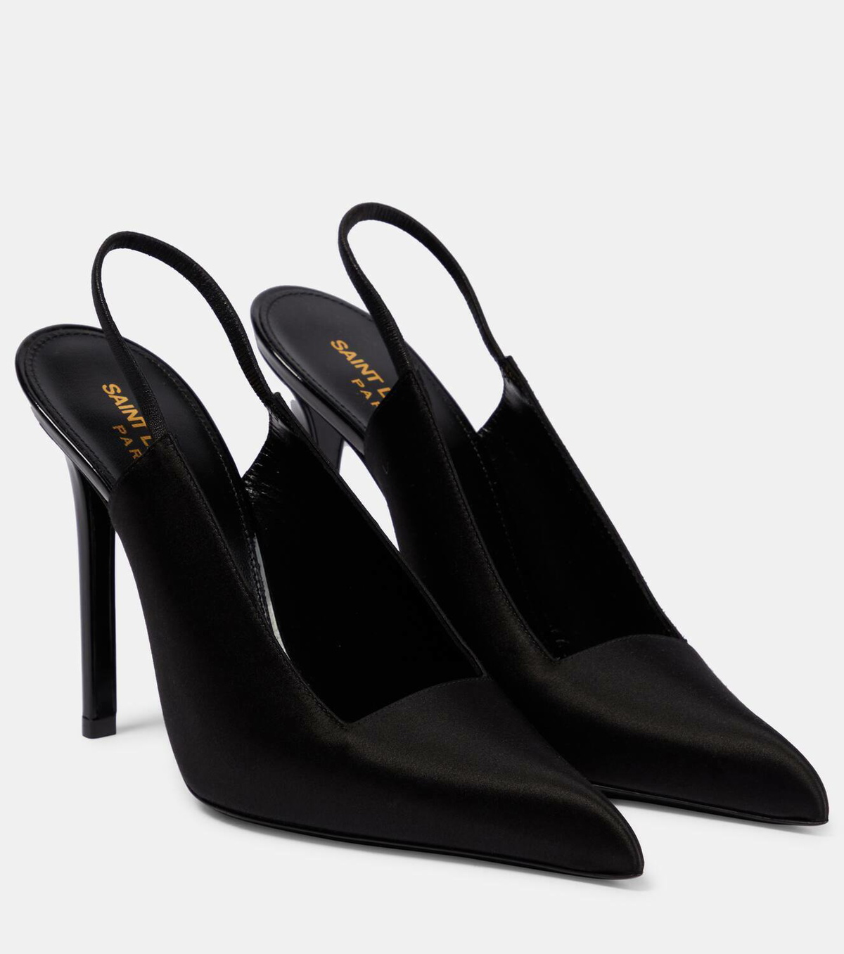 Saint Laurent Raven satin crêpe slingback pumps Saint Laurent