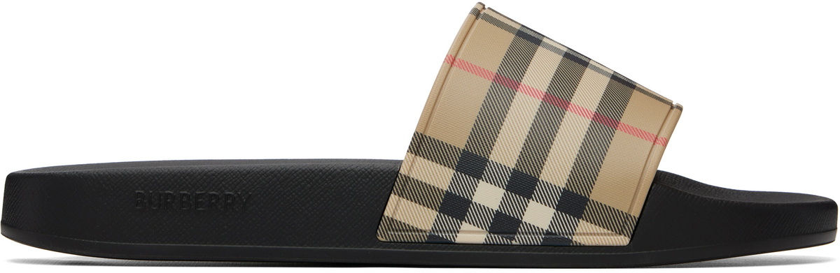 Burberry Beige Check Slides