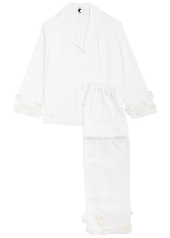 Photo: Sleeper The Bloom Floral-appliqué Twill Pyjama set White